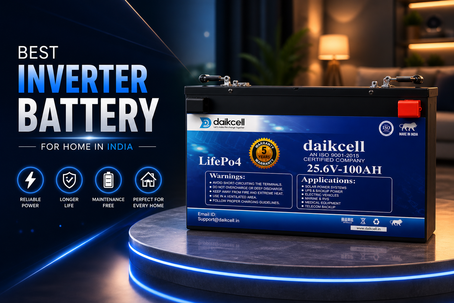 Best Inverter Battery for Home in India (2026 Guide – Daikcell ...