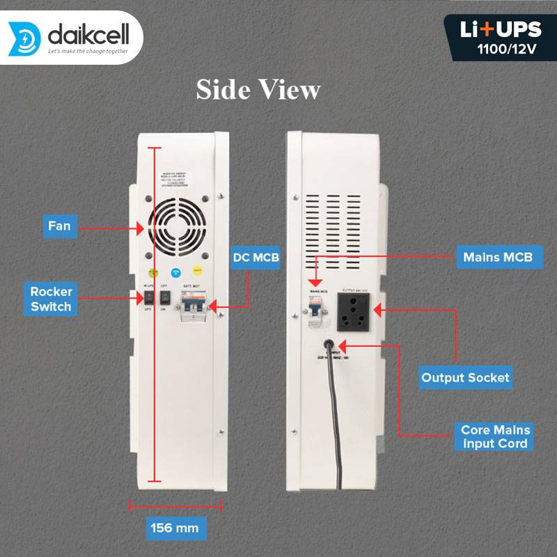 daikcell 2 in 1 Combo inbuilt Lithium-ion Inverter Battery for Home  | Pure Sinewave 1100 VA/12V | 1280 Wh with 15 Year Life | Wall-Mountable with 5 Years Warranty - Li1280 - 1KVA - Image 3