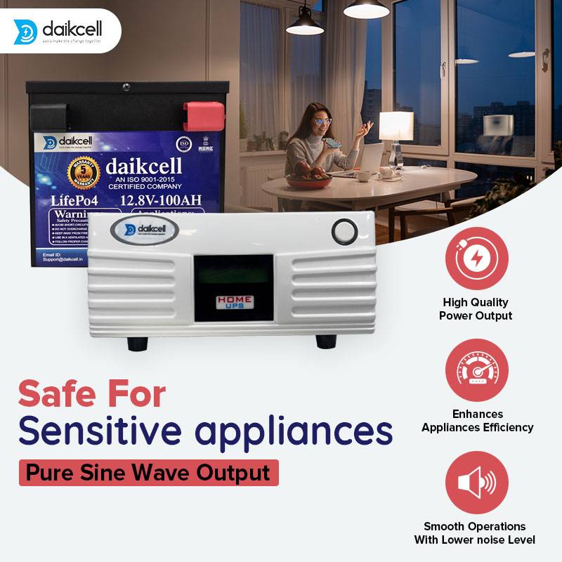 Chargon Inverter & Battery Combo for Home, Shop & Office | 1100VA Pure Sine Wave + 12.8V 100Ah Lithium-ion Universal Battery | More Backup Than 180Ah+ Lead-Acid Battery with 1+4 Years Warranty