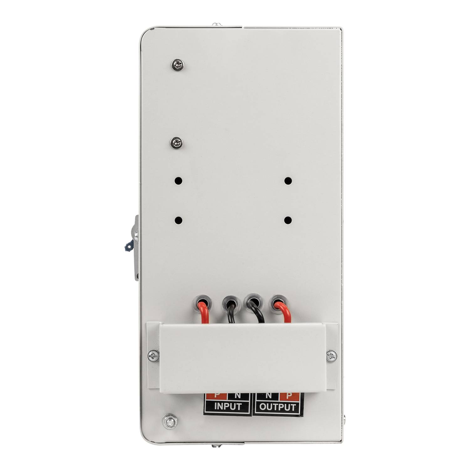 Back view of Daikcell DSR015 5 KVA white mainline voltage stabilizer